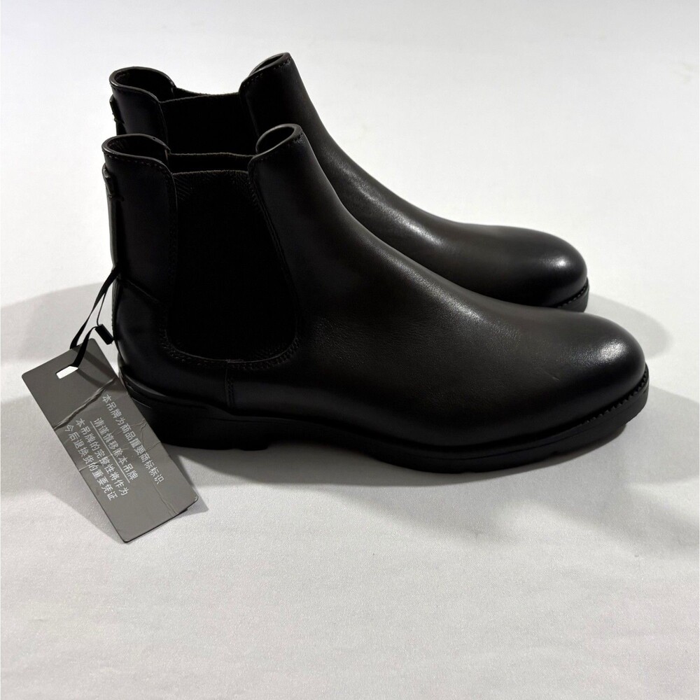 Ermenegildo Zegna Mens Cortina Chelsea Boots Black Leather Slip On Sz 6 Italy